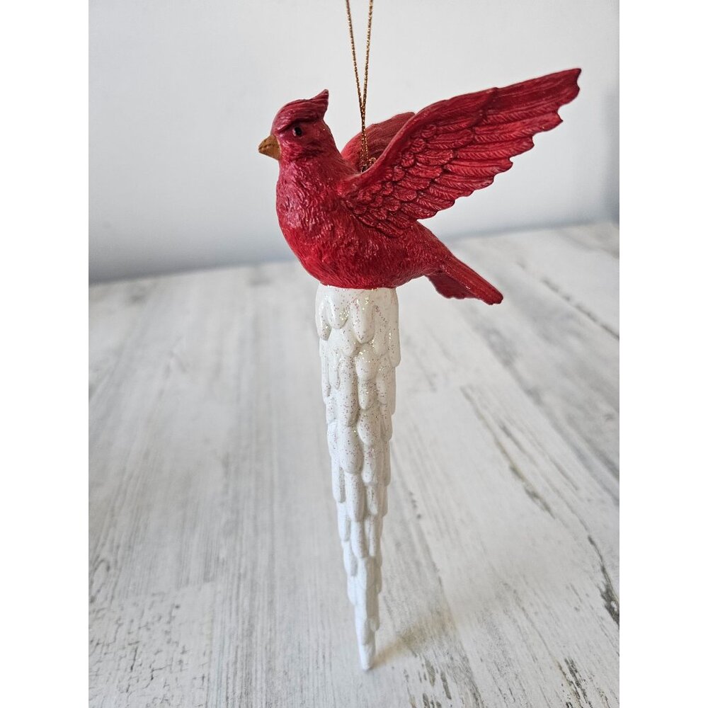 Cardinal icicle vintage ornament bird Xmas‎ tree